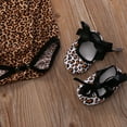 thumbnail image 6 of Qtinghua 3Pcs Newborn Baby Girls Clothes Short Sleeve Romper Leopard Floral Jumpsuit Bodysuit+Shoes+Headband Set Brown 0-3 Months, 6 of 7