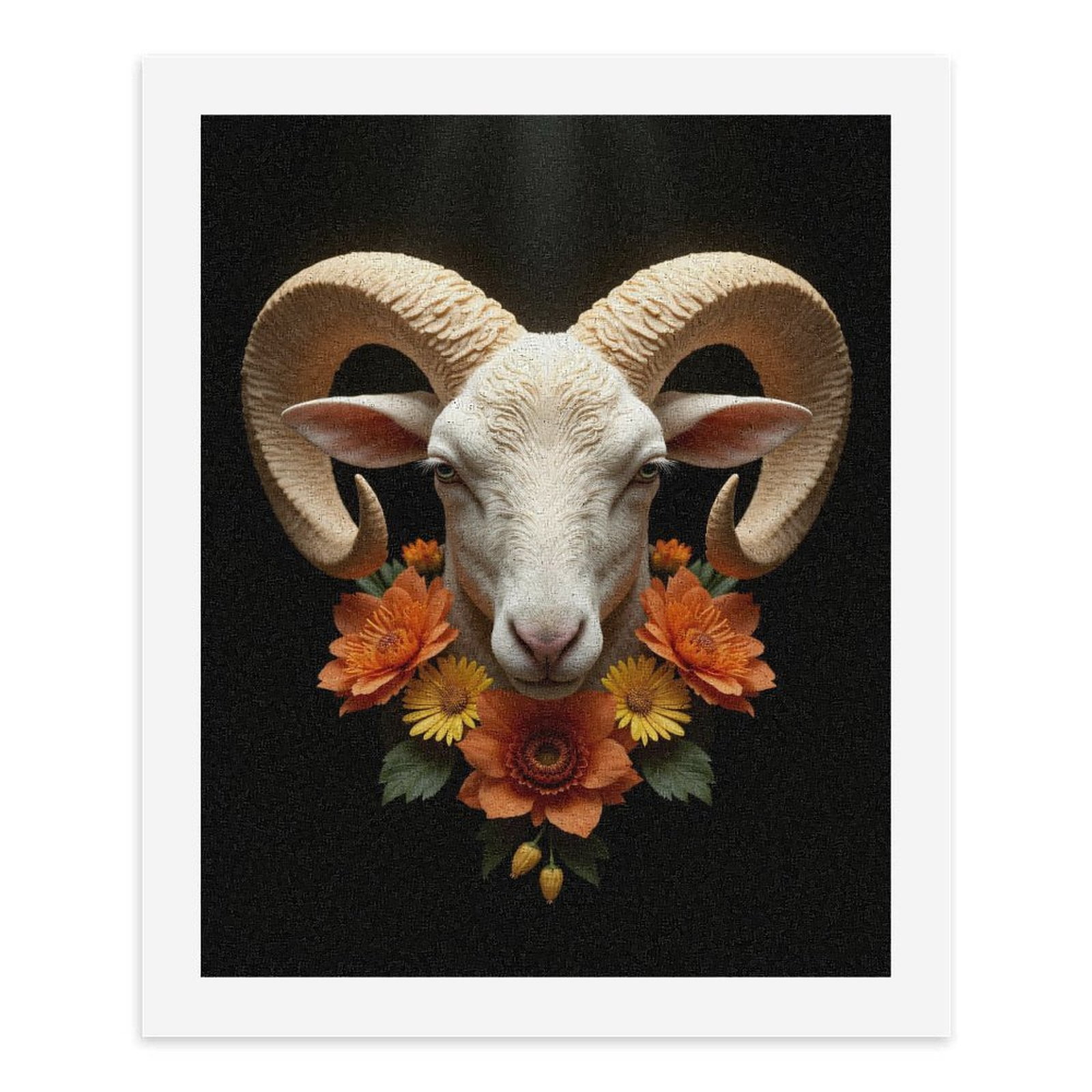 Paint By Numbers Kit for Adults Beginner - DIY Ram Floral Elegance Art Design Canvas Painting Kits for Adults, Frameless Paint By Number for Adults for Home Wall Decor 16x20 Inch