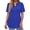 Blue, variant on V Neck Henley Blouses for Women Dressy Casual Tops Summer Short Sleeve Shirts Fashion Clothes