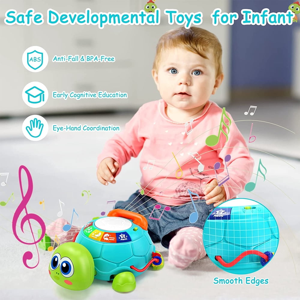 MesaSe Musical Turtle Baby Tummy Time Infant Crawling Toy Boys Girls Development Toy, Baby Gifts for 1-2 Yr Toddler Easter Christmas
