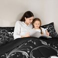thumbnail image 4 of Castle Fairy Abstract Floral Skull Full Size Comforter Sets 3-Piece,Gothic Victorian Flowers Bedding Comforter Set,Black Silvers,1 Comforter and 2 Pillowcases,Black Reversible, 4 of 6