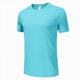 thumbnail image 4 of TOWED22 Running Shirts Men Sport Tops Quick Dry Gym Wicking Athletic T Shirts Breathable Cool Workout Shirts Light Blue,M, 4 of 7