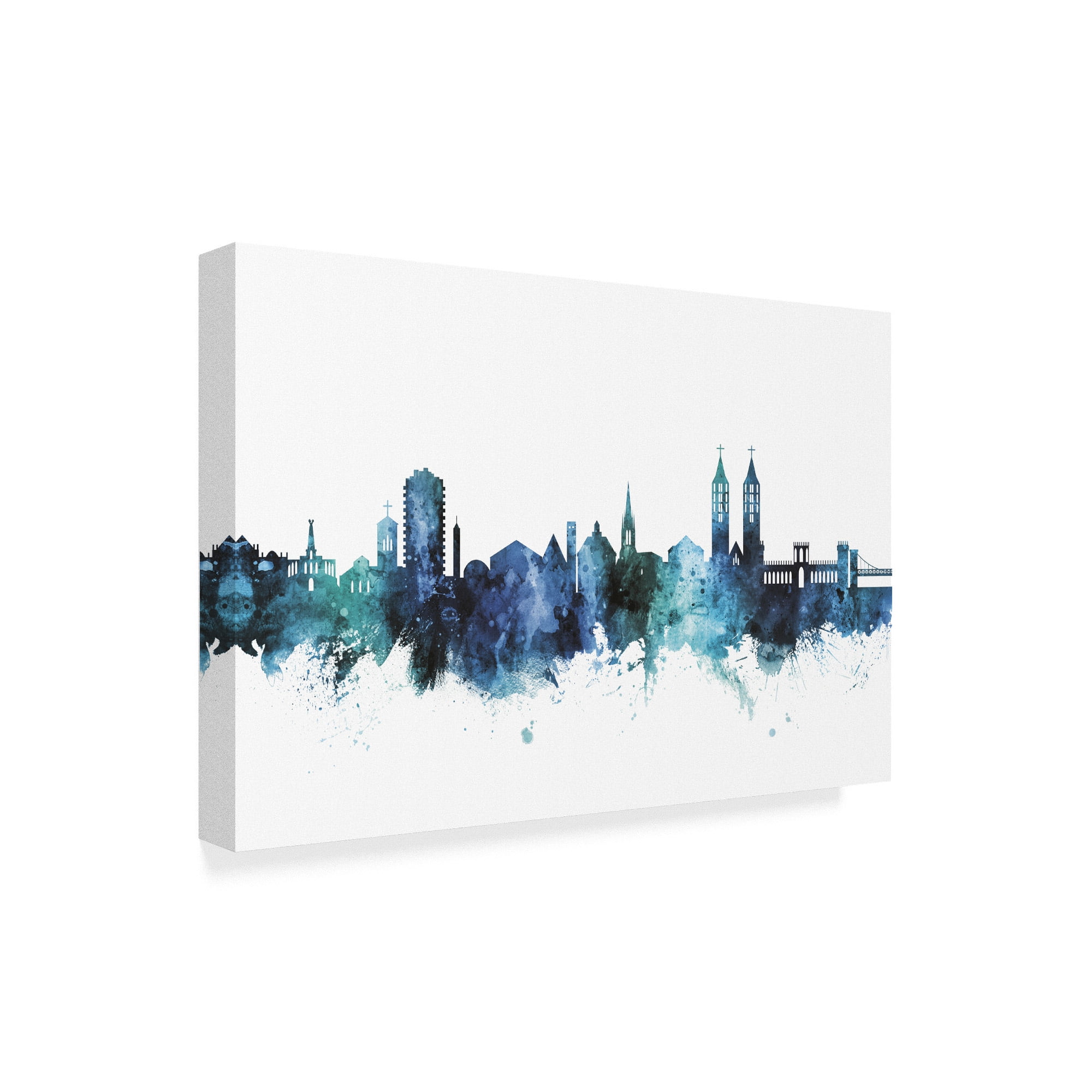 Trademark Fine Art 'Kassel Germany Blue Teal Skyline' Canvas Art by Michael Tompsett