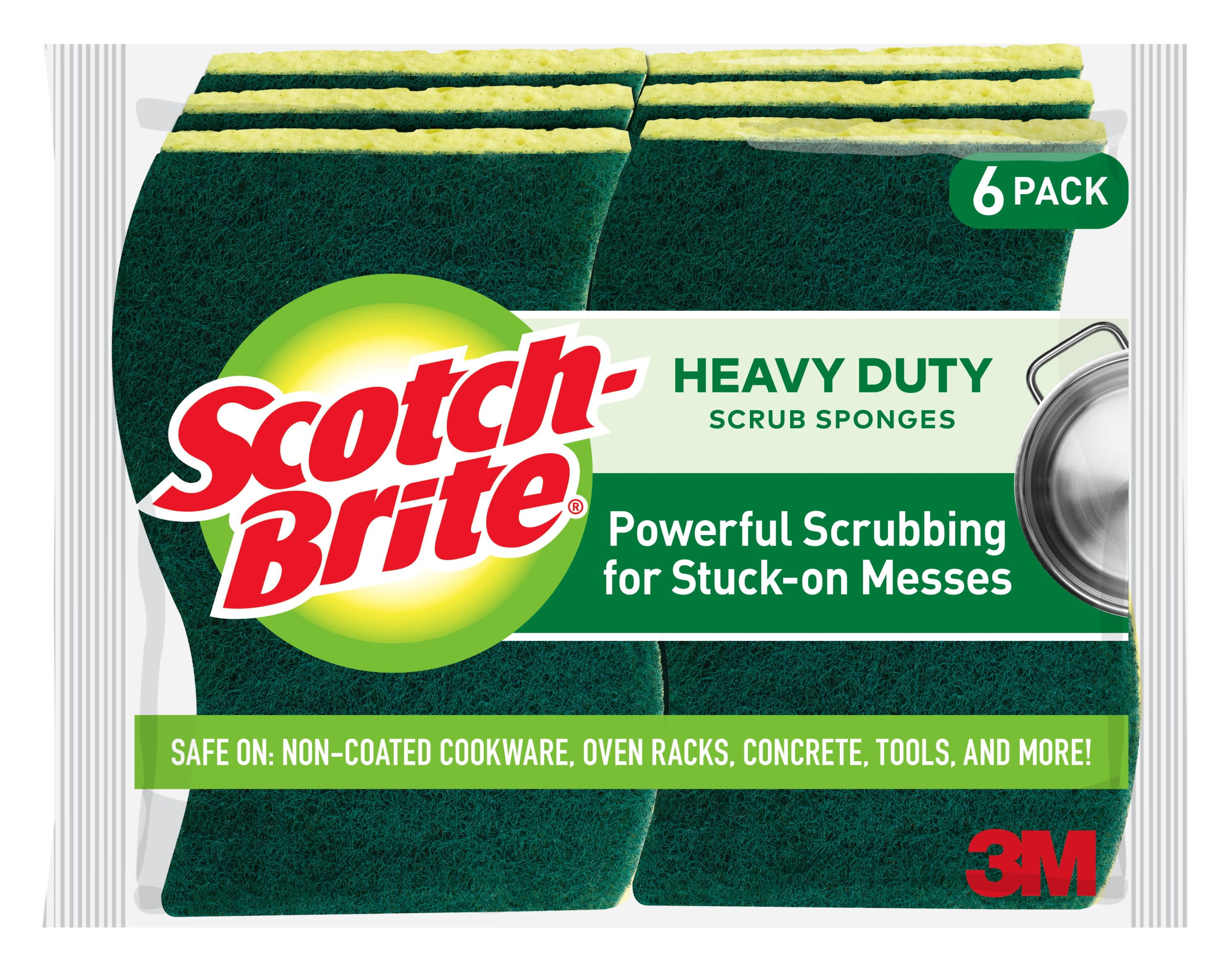 Scotch-Brite Heavy Duty Scrub Sponges, 6 Scrubbing Sponges