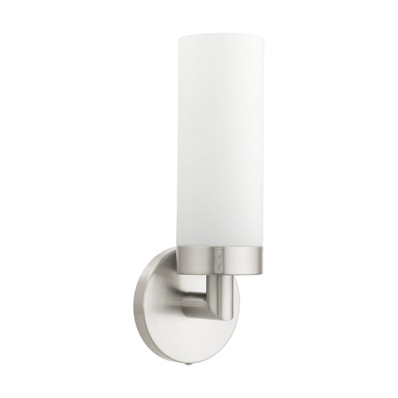 Livex Lighting Aero 1-Light Glass/Metal Single Sconce in Brushed Nickel