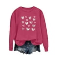 thumbnail image 4 of Valentines Heart Sweatshirts Womens Long Sleeve Cute Graphic Pullover Tops Funny Print Holiday Valentine Day Gifts, S Hot Pink, 4 of 5