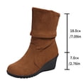 thumbnail image 6 of SEMPAI Christmas Deals Women's Solid Color Wedge Heel Comfortable Casual Shoes Brown US Size:7.5, 6 of 7