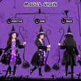 thumbnail image 6 of Halloween Girls Witch Costume, Toddler Witch Dress Light Up Set with Hat and Broom, Kids Costumes for Halloween Party for Ages 8-10, 6 of 6