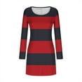 thumbnail image 5 of Zpanxa Sweater Dress for Women, V Neck Striped Ribbed Knit Mini with Ruffled Hem, 5 of 5