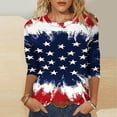 thumbnail image 2 of UPPADA 4th of July American Flag Shirt for Women 3/4 Sleeve Patriotic Shirt Usa Flag Star Stripes Graphic Tees Summer Crewneck Tunic Tops,Womens Shirts Graphic Blue,2XL, 2 of 5