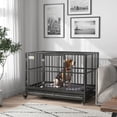 thumbnail image 2 of ZephyPaws 49 Inch Heavy Duty Dog Crate Kennel with Wheels,Indestructible Dog Crates for Large Dogs,Extra Large Dog Crate with Removable Dog Cage Tray,Two Locks (Black, Square), 2 of 8