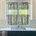 thumbnail image 3 of Vintage Teal Wood Grain 3-Piece Kitchen Curtains Set Kitchen Curtains Sets with Valance for Windows Rod Pocket Machine Washable Kitchen Decor Decorations (54"x18"+2x27.5"x24"), 3 of 6