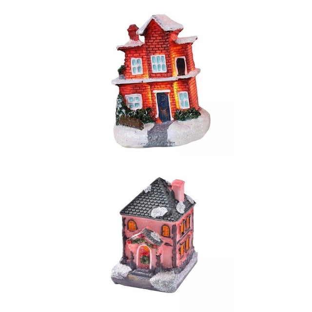 Casa de miniaturas,Decoración de regalo de decoración de casa de nieve de Navidad LED Estilo A Baoblaze Casa de miniaturas