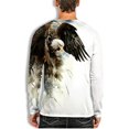 thumbnail image 2 of Men's Eagle 3D Printed Retro Long-Sleeve Shirt Tie Dye T Shirt Round Neck Long Sleeve Tops Beige XL, 2 of 3
