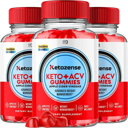 (3 Pack) Keto zense Keto Gummies Advanced 1000MG Formula Apple Cider Vinegar Folate Vitamin B6 B12 Beet Root Pomegranate Vegan Non GMO Keto Supplement (180 Gummies)