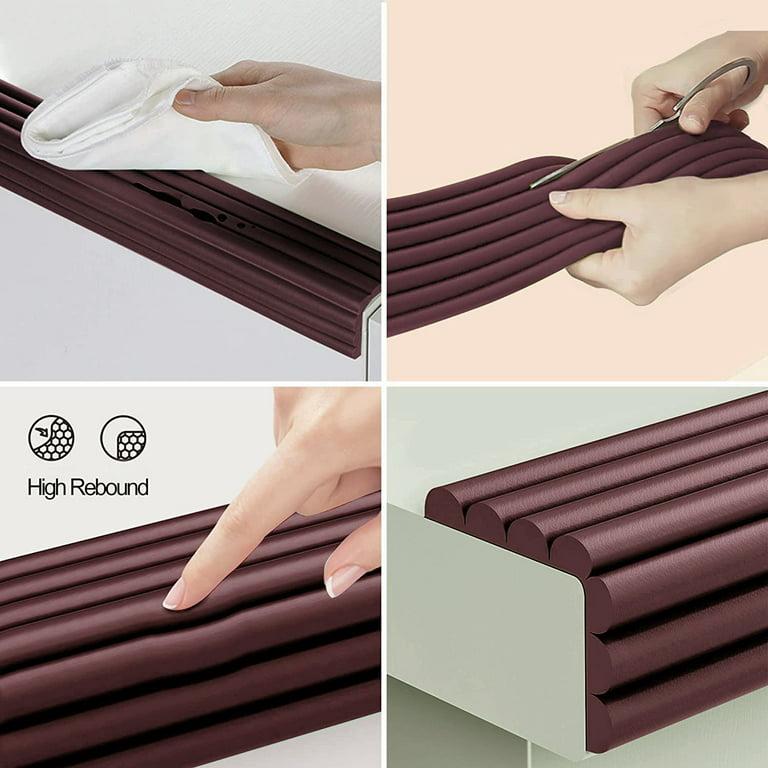 13 ft Brown Baby Safety Bumper for Furniture, Stairs, Fireplace, Windowsill  - Extra Wide & Thick Soft Edge Protectors Foam - Includes Double Sided Tape  
