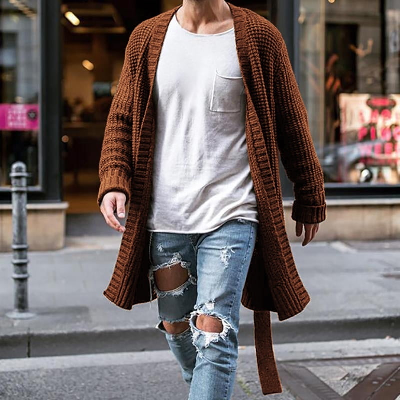 men's long sleeve cardigan sweater