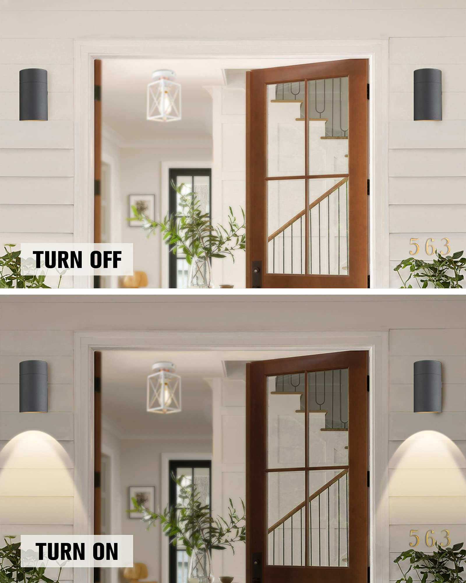 Outdoor Sconce Lights Exterior  Black Wall Patio Light Fixture Porch - 4 Pack