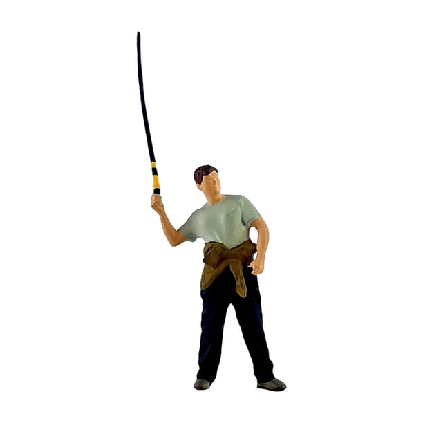 1/64 a escala Angler figura figura de resina mini accesorios fotográficos de fotografía Props decorativos Modelo de pesca Carácter de pesca Fundición de caña de pescar