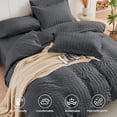 thumbnail image 3 of HYMOKEGE Queen Comforter Set Seersucker 7 Pieces, All Season Luxury Bed in a Bag for Bedroom, Bedding Set with Comforters, Sheets, Pillowcases & Shams, Dark Grey C84, 3 of 3