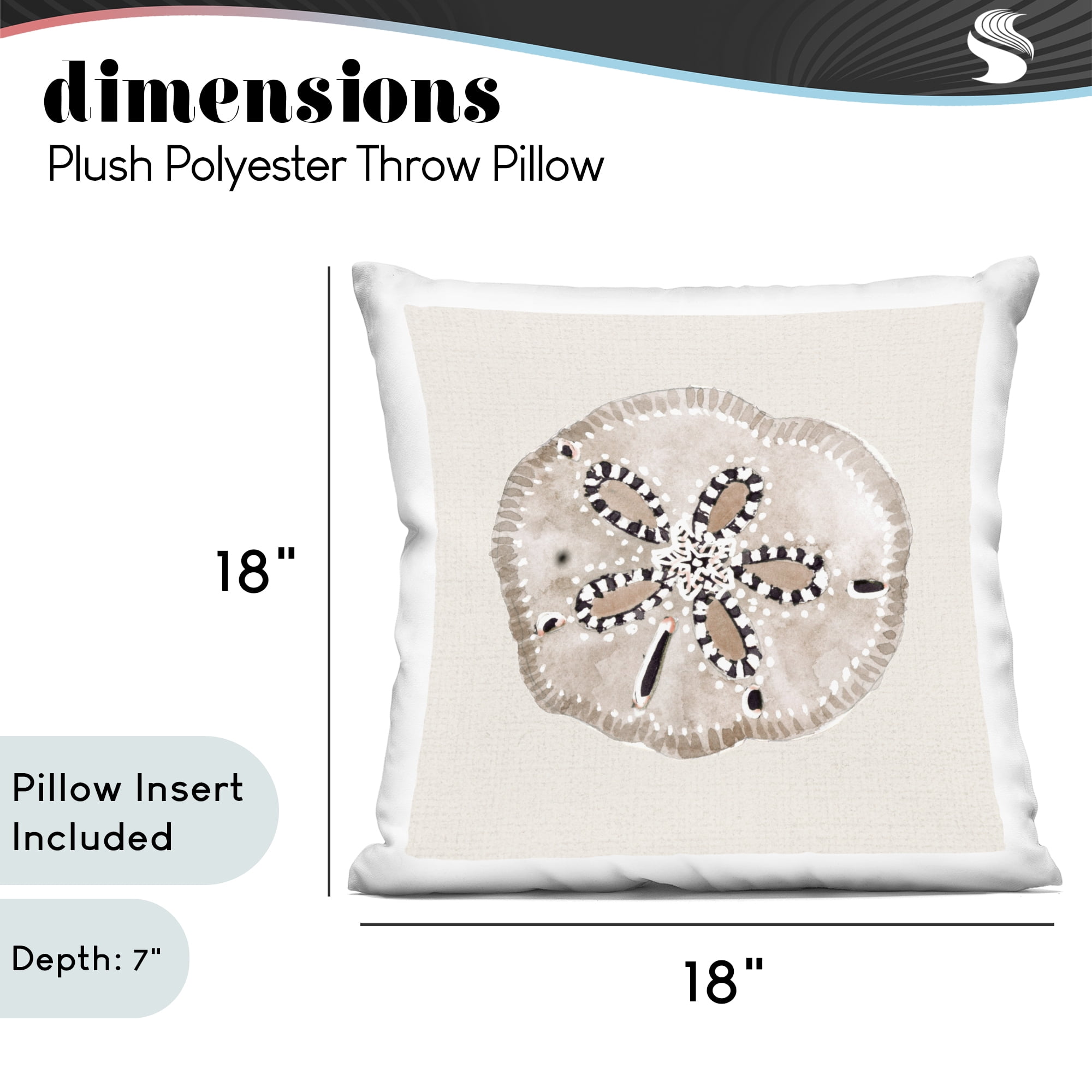 Stupell Industries Beige Sand Dollar Details Decorative Printed Throw Pillow, design by Lanie Loreth