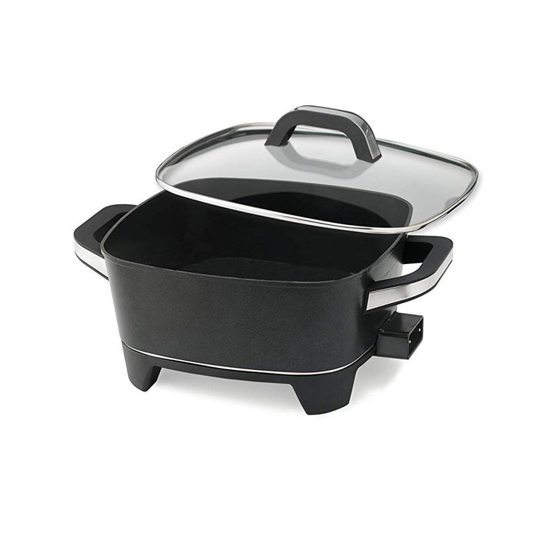 Elite Cuisine 12X12 Non-Stick Electric Skillet with Glass Lid - Black NEW
