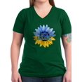 thumbnail image 1 of CafePress - Pray For Ukraine Blue And Yellow Sunflower T Shirt - Women's V-Neck Dark T-Shirt, 1 of 1