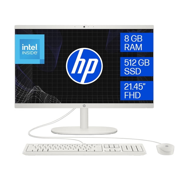 All-in-One HP 22-dg0002la Intel Pentium 4 nucleos 8GB RAM 512 GB SSD Blanco