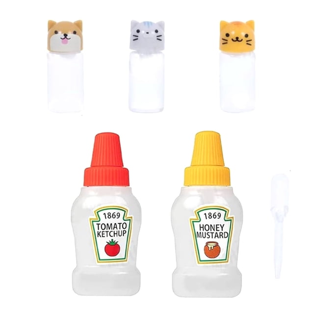 Plastic Mini Bento Soy Sauce Bottles Squeeze Salad Dressing Bottles Portable Sauce Containers