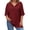 Wine red, variant on Plus Size Solid Color V-neck Loose Blouse Short Sleeved Casual Loose Tops