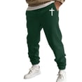 thumbnail image 3 of Men's Cross Print Joggers, Slim Fit Tapered Cuff Sweatpants with Elastic Drawstring Waist, Casual Athletic Lounge Pants for Gym, Running, and Workout Green XL, 3 of 5