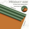 thumbnail image 2 of Uxcell 40 Sheets Flower Wrapping Paper, 21.5" x 21.5" Waterproof Floral Bouquet Wrapping Papers Florist Supplies for Wedding Party Gift Packaging DIY Crafts, Dark Green/Dark Orange, 2 of 7