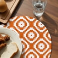 thumbnail image 3 of Orange White Geometric Round 13 Inch Placemats Set of 8, Modern Abstract Art HeatResistant Non Slip Place Mats for Dining Table, Wipeable Braided Kitchen Table Mats for Housewarming, 3 of 9