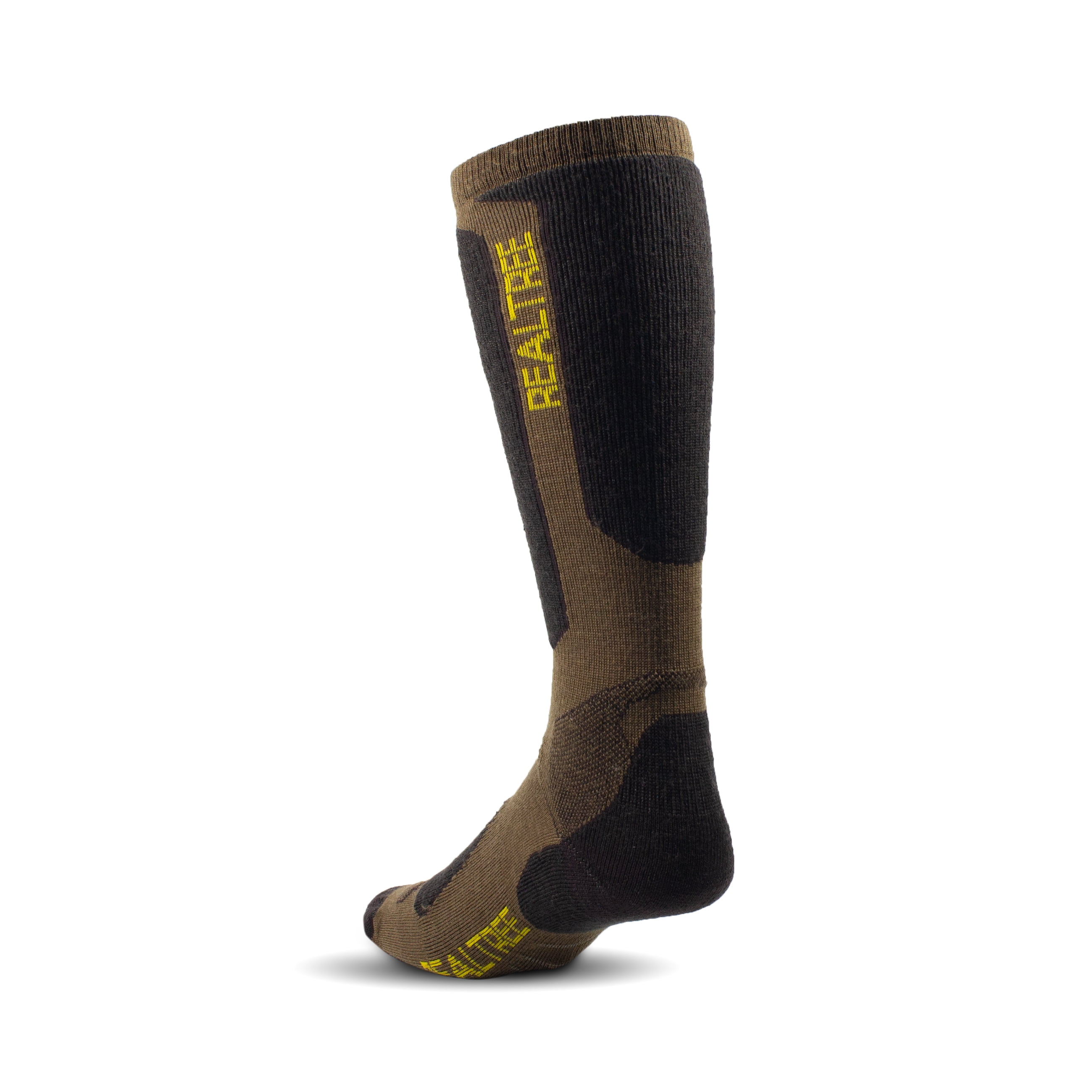 Realtree® Men's Merino Wool Lightweight Crew Sock (Coyote Brown, Large)