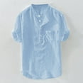 thumbnail image 2 of outfmvch t shirts for men summer cotton button short sleeves fashion large womens tops polo shirts for men sky blue, 2 of 5