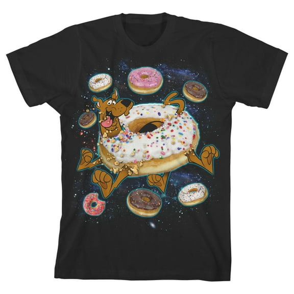 Scooby Doo Doughnuts Boys' Black Short Sleeve T-shirt-M