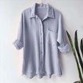 thumbnail image 2 of Godom Womens V Neck Long Sleeve Button Down Blouses Tops Oversize Leisure Shirt, 2 of 6