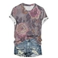 thumbnail image 7 of Elvqul Womens Blouses Loose Fit Short Sleeve T Shirts Fashion Crew Neck Graphic Purple Tops for Women, 7 of 7