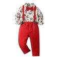thumbnail image 4 of DHFJKG Boys Christmas Printed Dress Outfits For Toddlers Children Long Sleeve Santa Shirts With Bow Tie And Detachable Suspenders Pants Performance Formal Wear 2 Piece Lovely Sets, 4 of 6