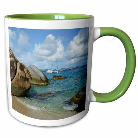 Two Tone Bath Light (3dRose Caribbean, BVI, Virgin Gorda. Giant boulders in Spring Bay, The Baths. - Two Tone Green Mug,)