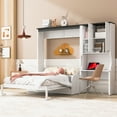 thumbnail image 3 of Euroco Wood Full Size Murphy Bed with Sofa and Desk, Wall Bed with Storage Cabinets, White, 3 of 14
