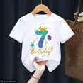 thumbnail image 3 of Bonita camiseta de algodón para niña, regalo de sexto cumpleaños, camiseta con estampado de corona de princesa sirena, camisetas blancas Harajuku Kawaii, 3 of 5