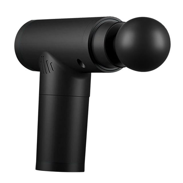 Mini masajeador de tejido profundo, 6 velocidades, recargable, 1500 mAh, masajeador muscular de alta frecuencia con 4 cabezales de masaje, color negro