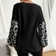 thumbnail image 1 of Suéter con manga de leopardo para mujer, suéter con manga de leopardo para mujer Suéter con cuello en V para mujer hecho con cuidado, 1 of 6