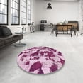 thumbnail image 3 of Ahgly Company Indoor Round Abstract Dark Pink Abstract Area Rugs, 8' Round, 3 of 6