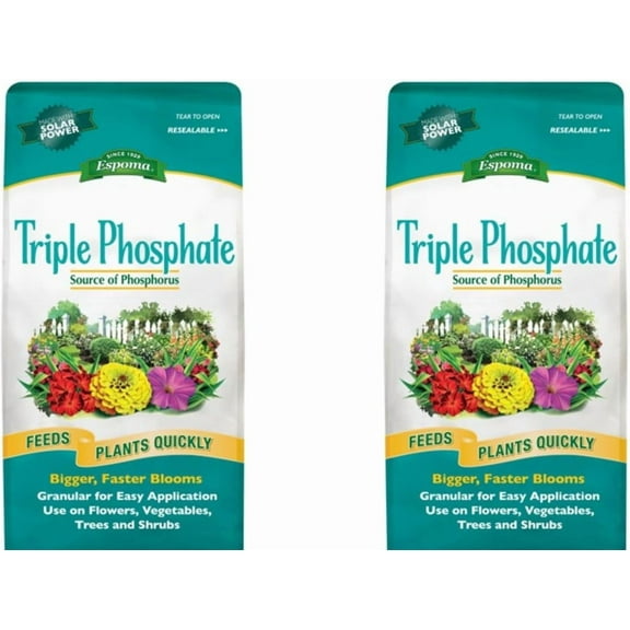 Triple Phosphate Fertilizer , 6.5lb. Bag; Promotes Root Growth and Blooming in All Flowering Plants, Trees, Shrubs, and Vegetables. Granular for Easy Application. Pack of Two