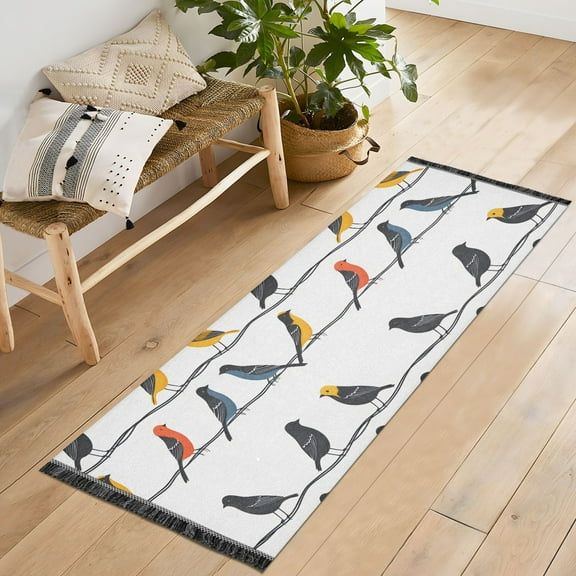 Ryvnso Animal Birds Bedroom Runner Rug 2'x6' Hallway Area Carpet Non Slip Entryway Mat with Tassels