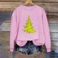 thumbnail image 4 of Penkiiy Christmas Sweatshirts for Women Embroidered Christmas Tree Shirt Xmas Tree Gift Casual Long Sleeve Pullover Tops L Pink, 4 of 6