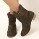 thumbnail image 3 of NECHOLOGY Botas Mujer Adulto Femenino Zapatos Botines para mujer Botas de mujer de otoño de comercio exterior, botines cortos sin cordones con cabeza redonda y tacón bajo hueco de encaje (Brown, 8.5), 3 of 5