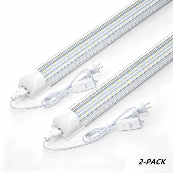 JELSED 4FT T8 LED Shop Light Linkable, D Shape 50W 7500LM 6500K Cool White, ETL Listed, 2-Pack